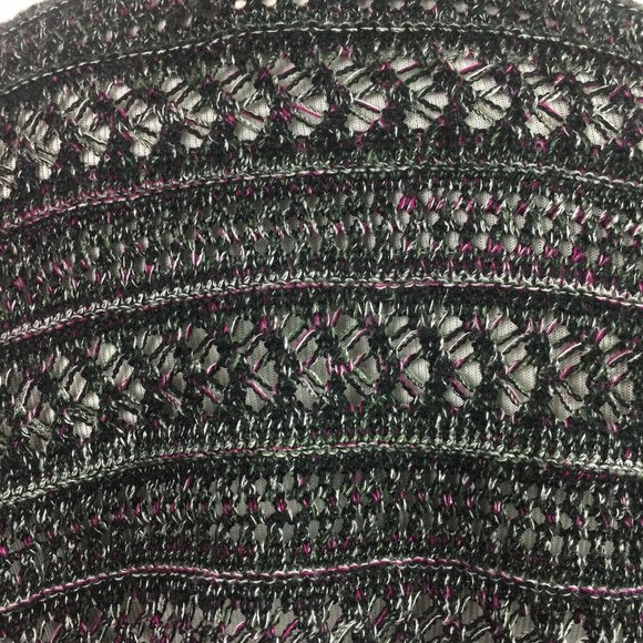 A2 Armand & Alba Cropped Sweater Loose Open Weave Tie Front USA Purple Gray - Picture 6 of 8